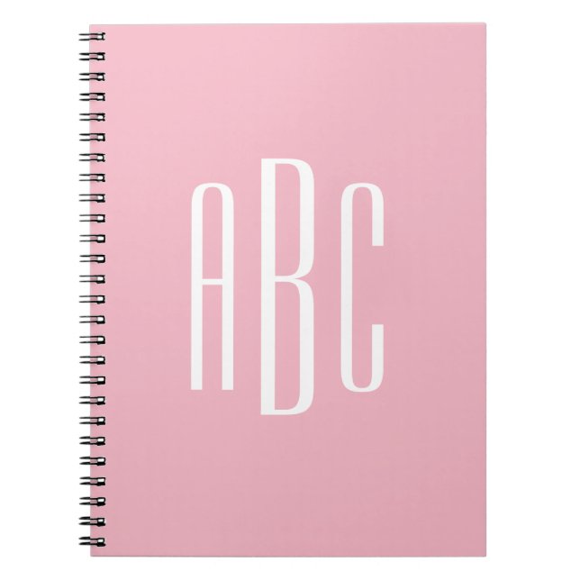 Carnet Monogramme 3 Lettres Style Classique Rose Pâle Bla (Devant)