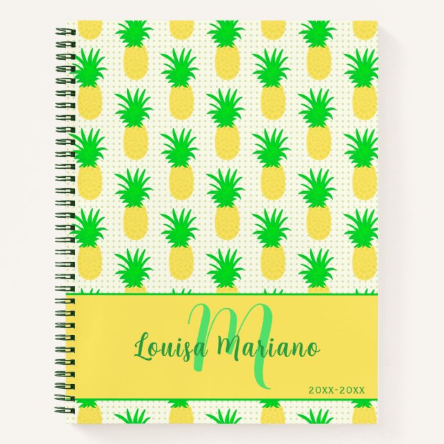Carnet Monogramme à ananas amusant (Devant)
