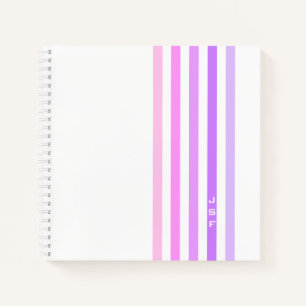 Carnet Monogramme à bandes verticales violettes et roses