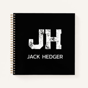 CARNET MONOGRAMME À DEUX LETTRES BLANC MINIMALISTE NOM NO