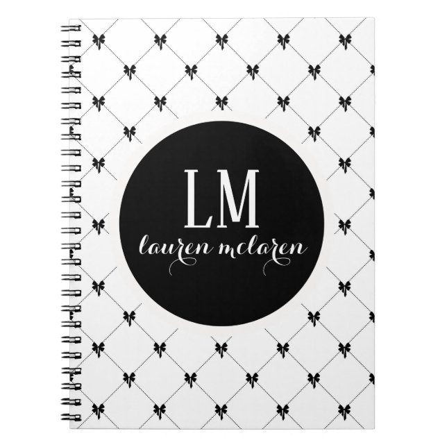 Carnet Monogramme à l'arc blanc & noir (Devant)