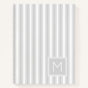 Carnet Monogramme à rayures à petits carreaux gris et bla