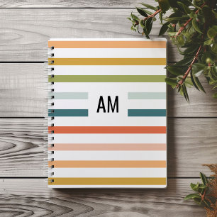Carnet Monogramme à rayures colorées