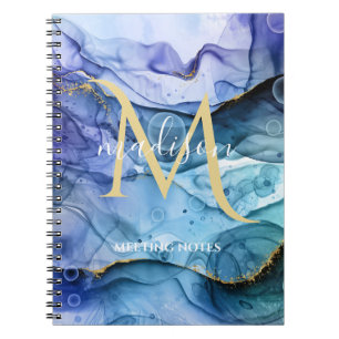 Carnet Monogramme Abstrait à l'encre alcoolisée fluide bl