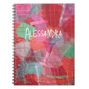 Carnet Monogramme abstrait rose motif girly