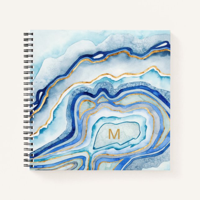 Carnet Monogramme | Agate de cobalt II (Devant)