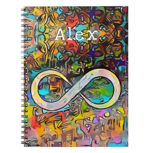 Carnet Monogramme | Ajouter un nom | Symbole d'infini (Devant)