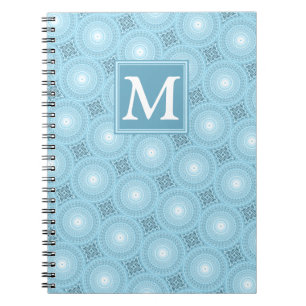 Carnet Monogramme ange bleu cercles motif