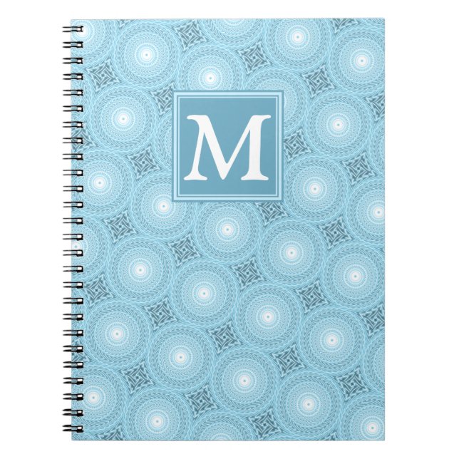 Carnet Monogramme ange bleu cercles motif (Devant)