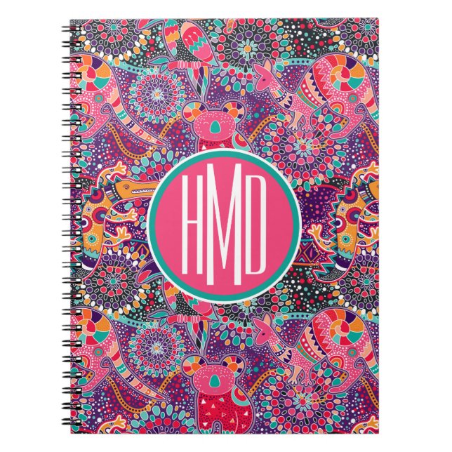 Carnet Monogramme animal du motif | de style ethnique (Devant)