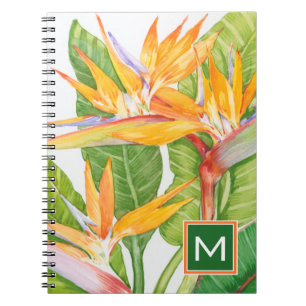Carnet Monogramme Aquarelle de fleurs exotiques