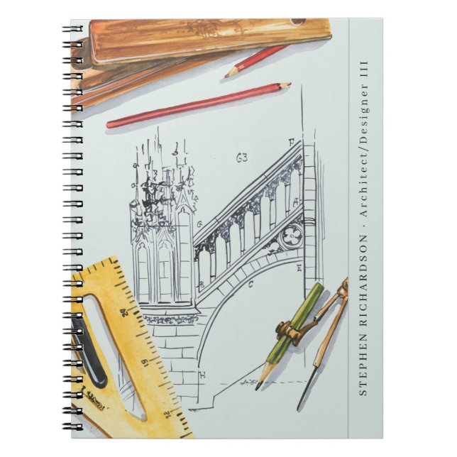 Carnet Monogramme aquarelle d'ingénieur architecte (Devant)