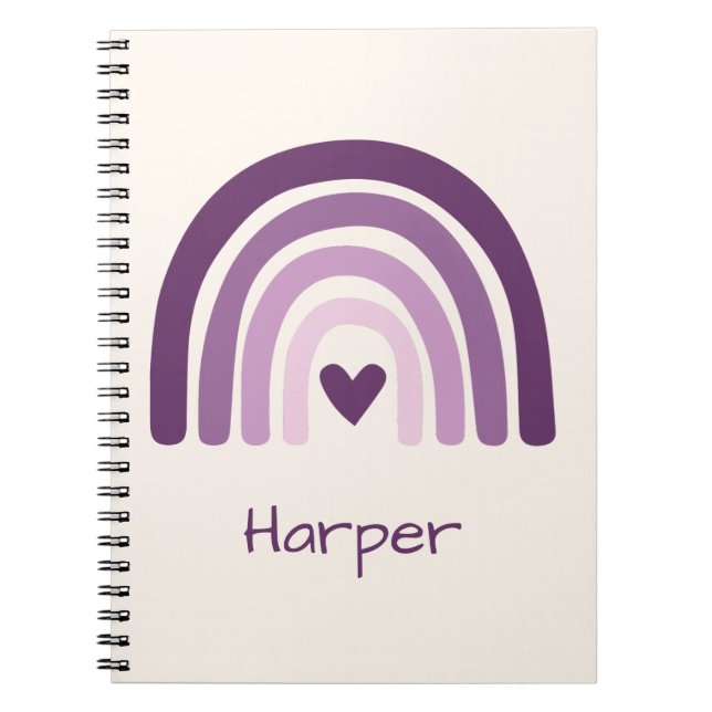 Carnet Monogramme arc-en-ciel violet personnalisé (Devant)