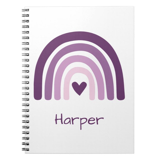 Carnet Monogramme arc-en-ciel violet personnalisé (Devant)