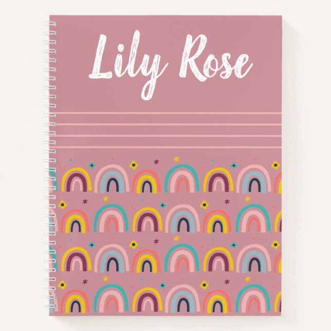 Carnet Monogramme arc-en-rose (Devant)