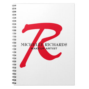 Carnet Monogramme Artiste de maquillage noir et rouge