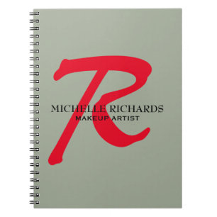Carnet Monogramme Artiste de maquillage noir et rouge