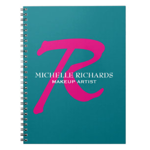 Carnet Monogramme Artiste maquillage bleu et rose
