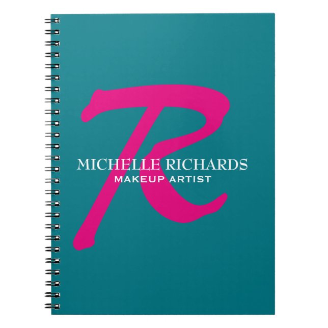 Carnet Monogramme Artiste maquillage bleu et rose (Devant)