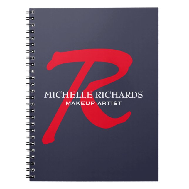 Carnet Monogramme Artiste maquillage bleu et rouge (Devant)