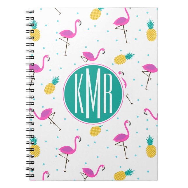 Carnet Monogramme au néon des Flamants roses | (Devant)