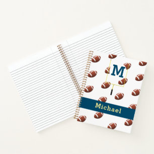 Carnet Monogramme avec nom Football Thème