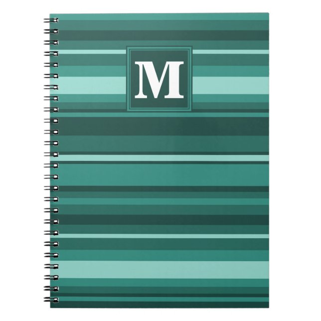 Carnet Monogramme bandes turquoises (Devant)