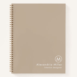 Carnet Monogramme beige minimaliste moderne