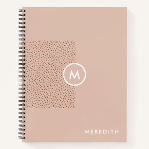Carnet Monogramme beige tendance avec Boho en terre cuite