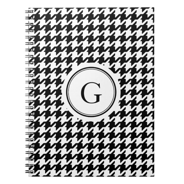 Carnet Monogramme blanc noir chic de motif de (Devant)