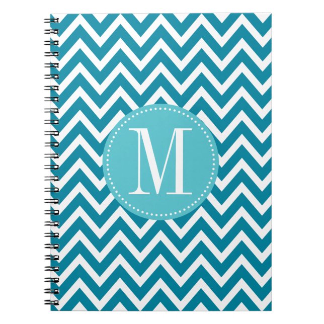 Carnet Monogramme bleu de coutume de Chevron (Devant)