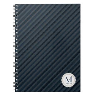 Carnet Monogramme bleu-foncé et par gris personnalisé