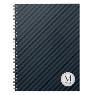 Carnet Monogramme bleu-foncé et par gris personnalisé