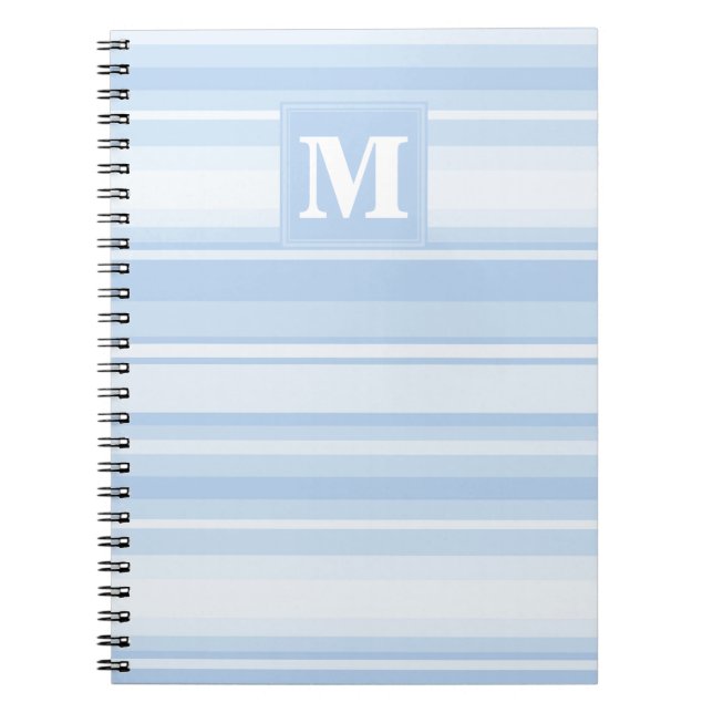 Carnet Monogramme Bleu rayures (Devant)