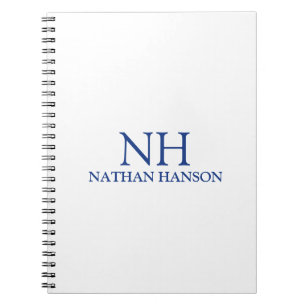 Carnet Monogramme bleu simple moderne