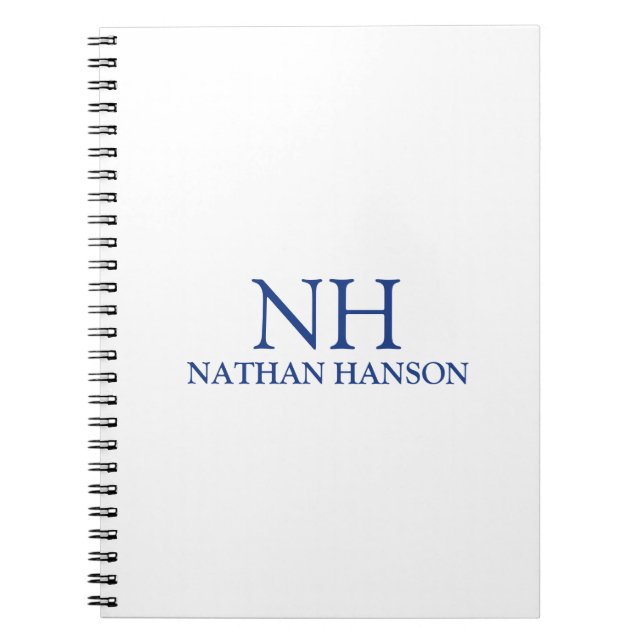 Carnet Monogramme bleu simple moderne (Devant)
