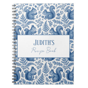 Carnet Monogramme Blue Chinoiserie écureuil Woodland Rece