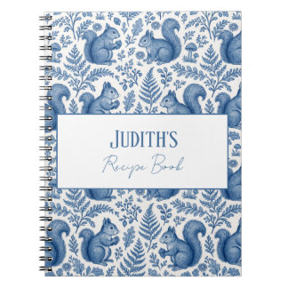 Carnet Monogramme Blue Chinoiserie écureuil Woodland Rece