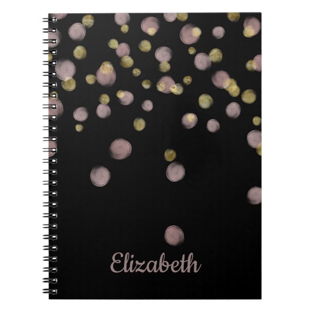 Carnet Monogramme Blush et Gold Overlay sur noir (Devant)