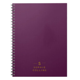 Carnet Monogramme Blush Purple Gold Minimaliste Nom éléga