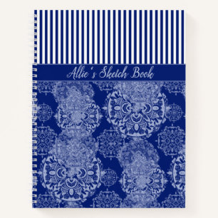Carnet Monogramme Boho Moody Blues Mandalas and Stripes