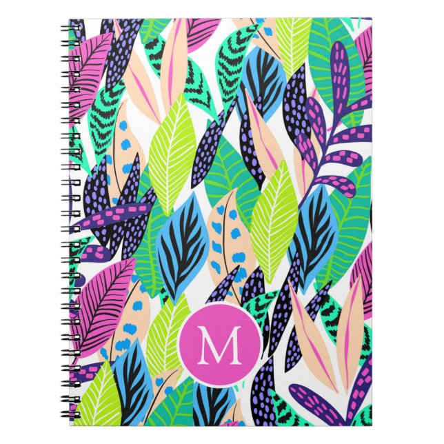 Carnet Monogramme botanique moderne et coloré (Devant)