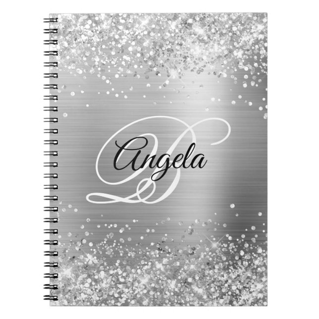 Carnet Monogramme brillant argent métal fantaisie (Devant)
