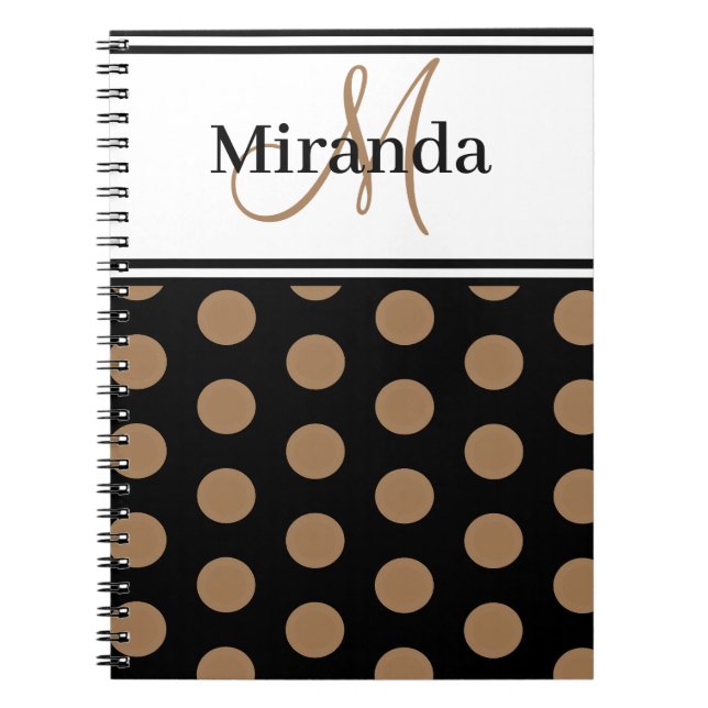 Carnet Monogramme Brown Pois noir blanc (Devant)