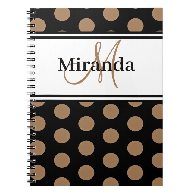 Carnet Monogramme Brown Pois noir blanc (Devant)