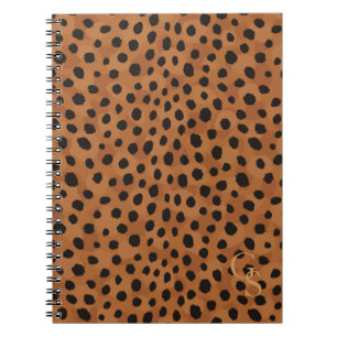 Carnet Monogramme brun chic d'impression de guépard
