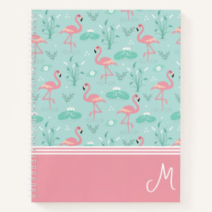Carnet Monogramme cadeau Flamant rose personnalisé