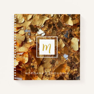 Carnet Monogramme Carré Luxe Paillettes Or
