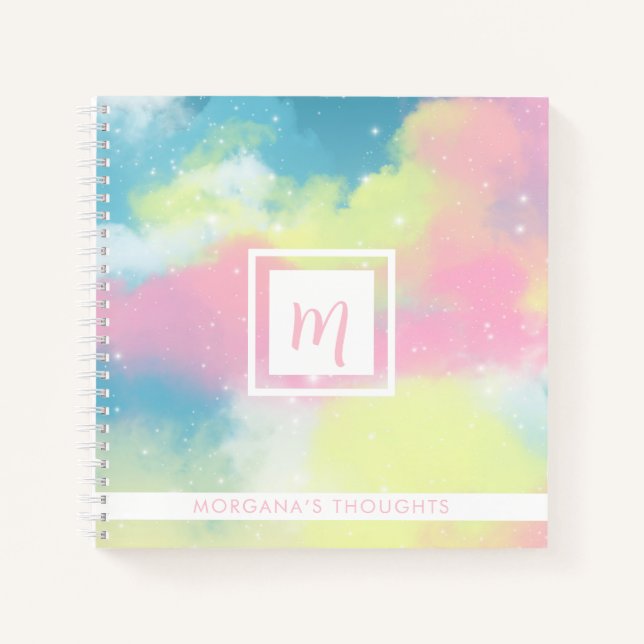 Carnet Monogramme Carré Pastels Mignons (Devant)