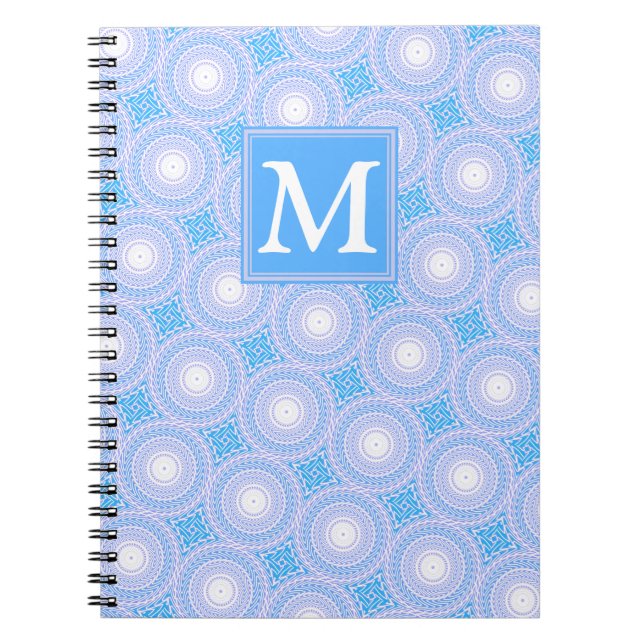 Carnet Monogramme Cercles bleu électrique motif (Devant)